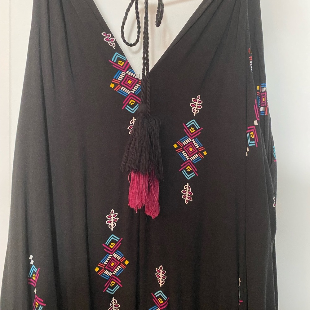 Black multi color summer maxi dress